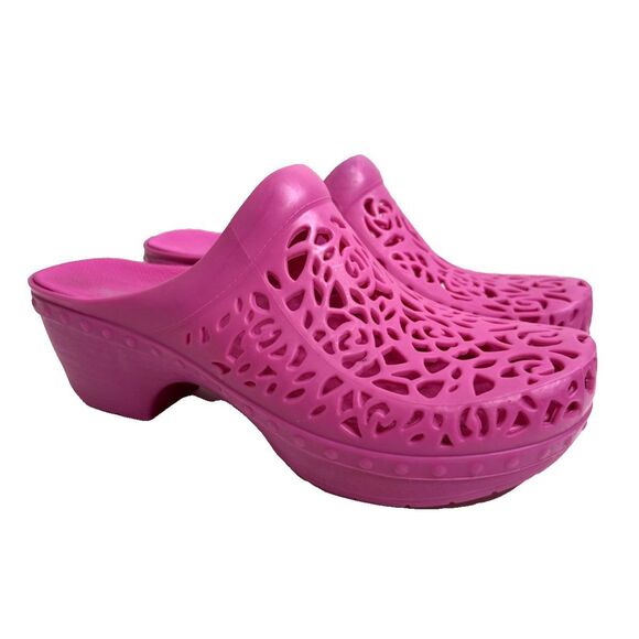 Dansko Pippa HOT PINK Molded Clogs Open Back Shoes Heels Sz 39 US 8.5 9 Jelly - Picture 1 of 13
